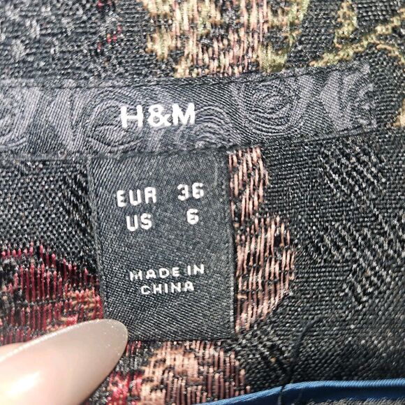 H&M Jacquard Floral Midi Skirt 6 A-Line Flare Embroidered Whismygoth Fairy Boho - Picture 6 of 8